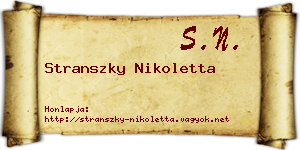 Stranszky Nikoletta névjegykártya
